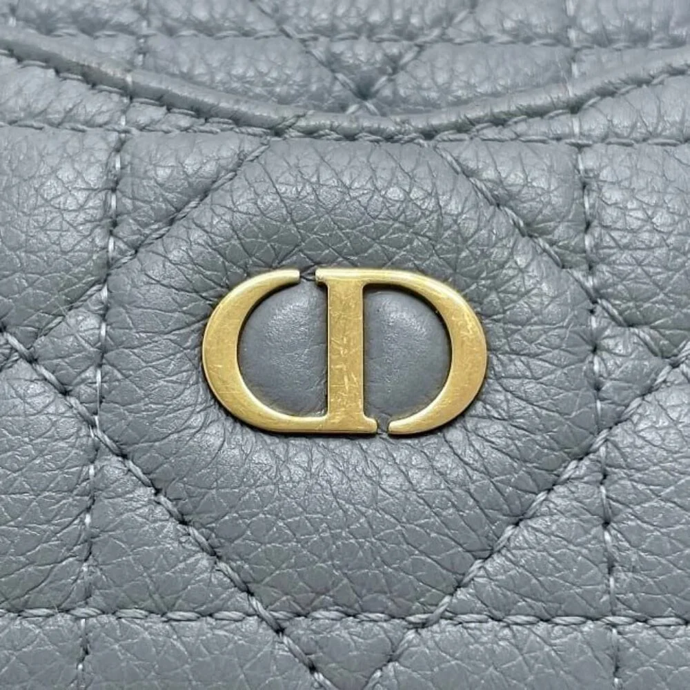 Christian Dior Coin Case Blue Lady Dior Leather